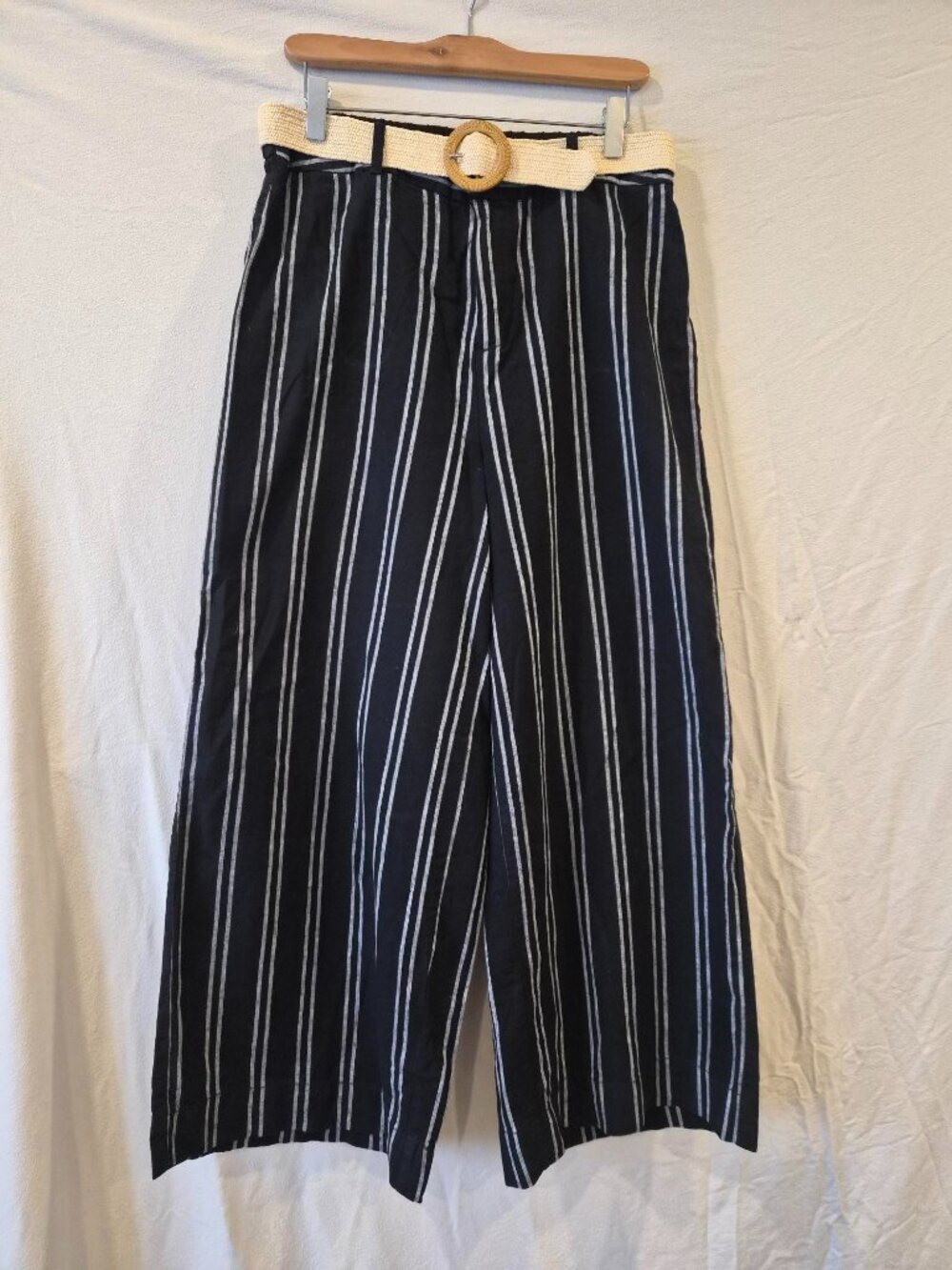 Wide leg pants with belt (cotton/linen blend)